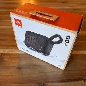 JBL GO4 Portable Bluetooth Speaker - Black with Orange Box
